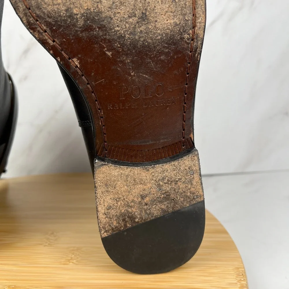 Polo Ralph Lauren Mens Size 9 D Black Leather Jodhpur Buckle Boots Shoes
